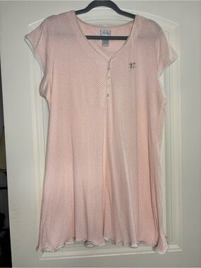 Aria Light Pink Cap Sleeve Nightgown with Embroidered Floral Accent